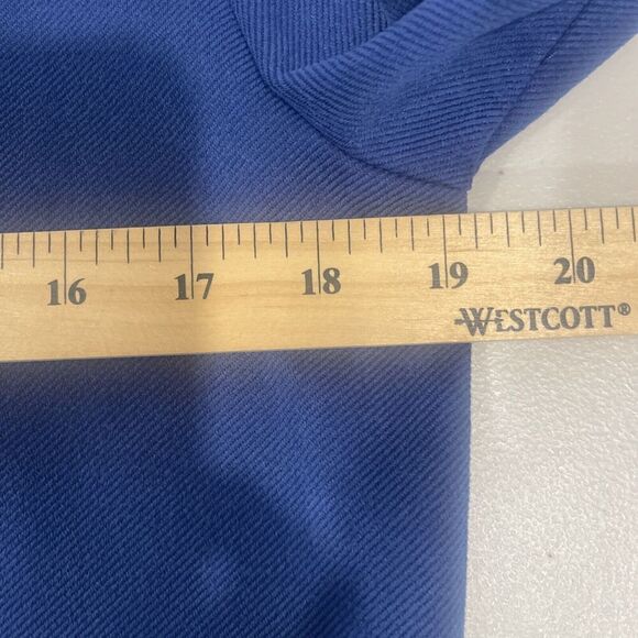 ZARA FAUX SUEDE Shift Dress Sz M Retro Modern Blue Comfort Crew Short Sleeve - Picture 8 of 10